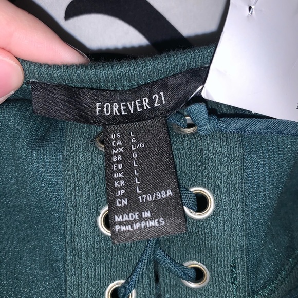 Deep Green Coset Style Crop Top - Picture 3 of 4